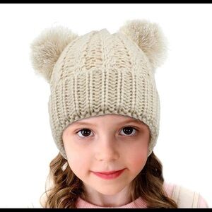 𝅺TAN kids Pom winter hat